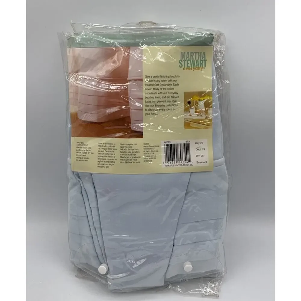 Martha Stewart Pleated Cuff Decorative Table Cover 70” Round Blue Grandmacore